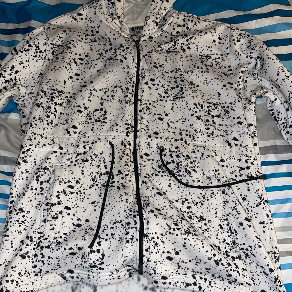 White, black spotted Brooklyn Express hoodie